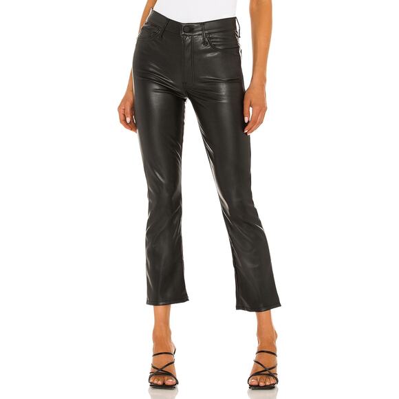 Mother The Insider Ankle Size 27 Wax On Wax Off Black Faux Leather Pants Jeans - Picture 6 of 16
